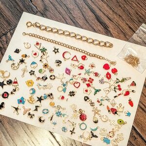 Gold and Multicolor Charm Bracelet Set